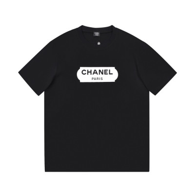 샤넬 남/녀 크루넥 블랙 반팔티 - Unisex Black Tshirts - chl0891x