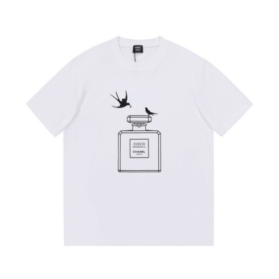 샤넬 남/녀 크루넥 화이트 반팔티 - Unisex White Tshirts - chl0894x