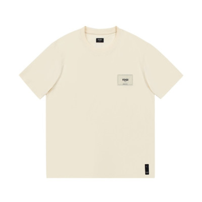 펜디 남성 아이보리 크루넥 반팔티 - Mens Ivory Tshirts - fen01213x