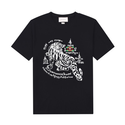 구찌 남성 블랙 크루넥 반팔티 - Mens Black Tshirts - guc04846x