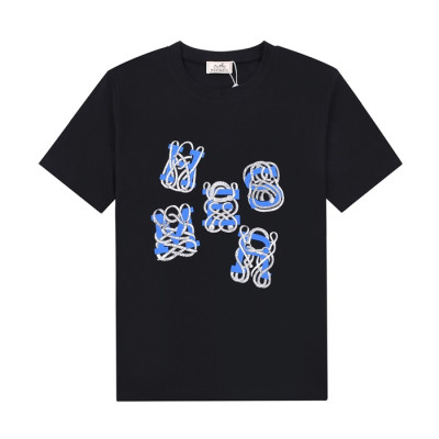 에르메스 남자 블랙 크루넥 반팔티 - Mens Black Tshirts - her0776x