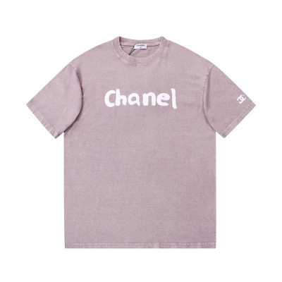 샤넬 남/녀 크루넥 핑크 반팔티 - Unisex Pink Tshirts - chl0896x