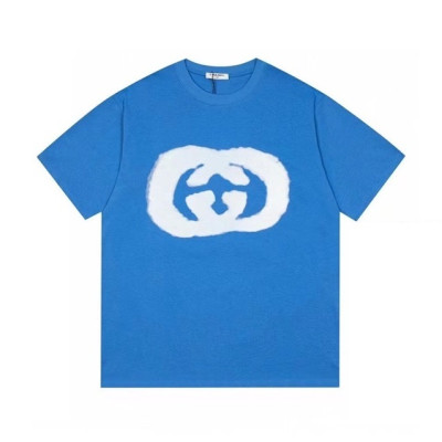 구찌 남성 블루 크루넥 반팔티 - Mens Blue Tshirts - guc04855x