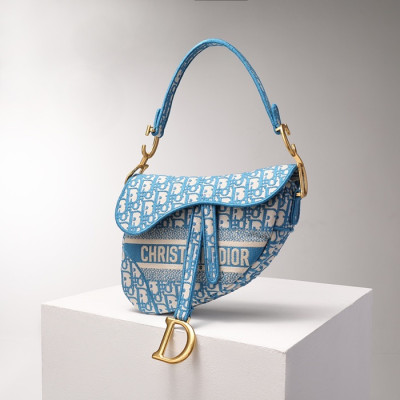 디올  여성 클래식 블루 새들백 - Womens Blue Saddle Bag - dio01819x
