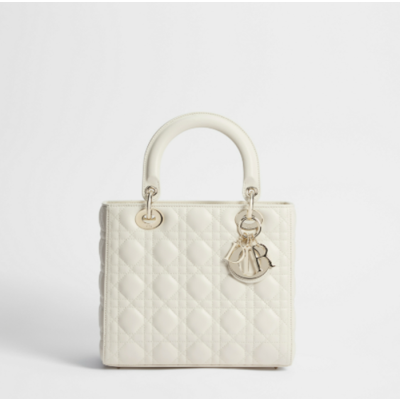 디올  화이트 미디움 레이디백 - Dior Womens White Lady Bag - di4112x