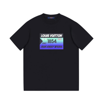 루이비통 남성 블랙 크루넥 반팔티 - Mens Black Tshirts - lou04855x