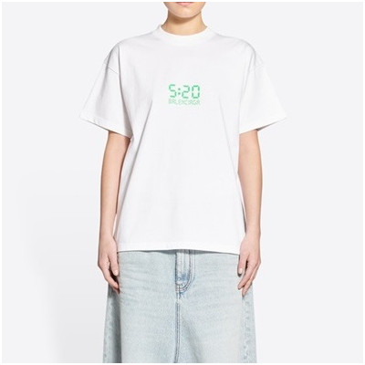 발렌시아가 남성 크루넥 화이트 반팔티 - Mens White Tshirts - bal01538x