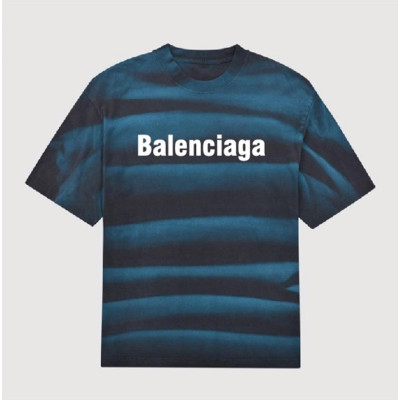 발렌시아가 남성 크루넥 블루 반팔티 - Mens Blue Tshirts - bal01542x