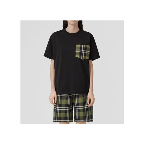버버리 남/녀 블랙 크루넥 반팔티 - Unisex Black Tshirts - Bur04349x