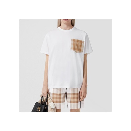 버버리 남/녀 화이트 크루넥 반팔티 - Unisex White Tshirts - Bur04350x