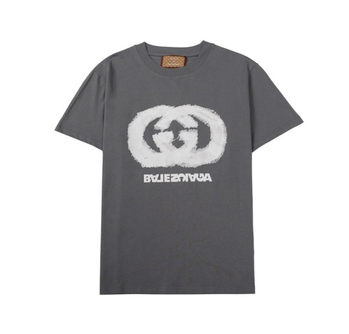 발렌시아가 남성 크루넥 그레이 반팔티 - Mens Gray Tshirts - bal01559x