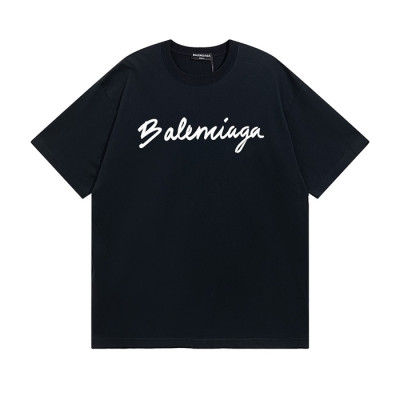 발렌시아가 남성 크루넥 블랙 반팔티 - Mens Black Tshirts - bal01574x