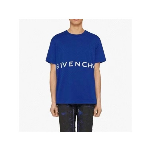 지방시 남성 크루넥 블루 반팔티 - Mens Blue Tshirts - giv0748x