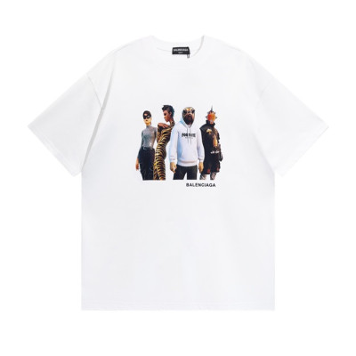 발렌시아가 남성 크루넥 화이트 반팔티 - Mens White Tshirts - bal01595x