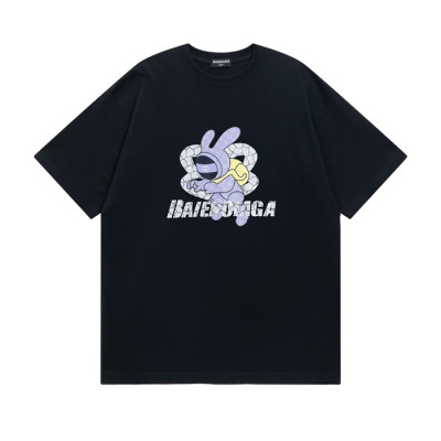 발렌시아가 남성 크루넥 블랙 반팔티 - Mens Black Tshirts - bal01598x