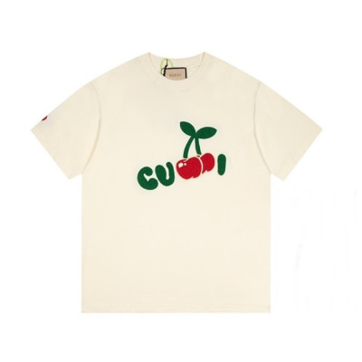 구찌 남/녀 아이보리 크루넥 반팔티 - Unisex Ivory Tshirts - guc04951x