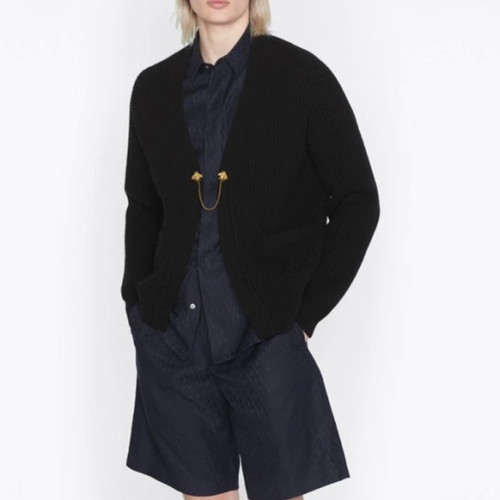 디올 남성 블랙 브이넥 가디건 - Mens Black Cardigan - dio01924x