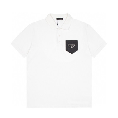 프라다 남성 화이트 폴로 반팔티 - Mens White Tshirts - Pra02731x