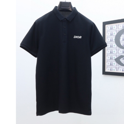 디올 남성 블랙 폴로 반팔티 - Dior Mens Black Tshirts - dio01927x