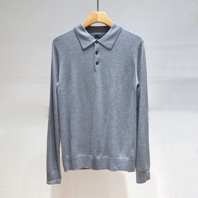 제냐 남성 모던 그레이 폴로 스웨터 - Mens Gray Sweaters - zeg0384x