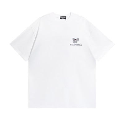 발렌시아가 남성 크루넥 화이트 반팔티 - Mens White Tshirts - bal01617x