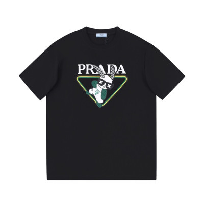 프라다 남성 크루넥 블랙 반팔티 - Mens Black Tshirts - Pra02735x