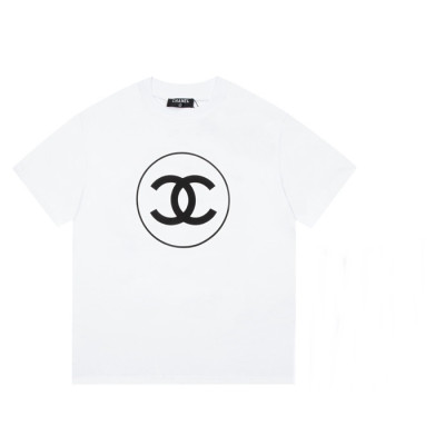 샤넬 남/녀 크루넥 화이트 반팔티 - Unisex White Tshirts - chl0908x