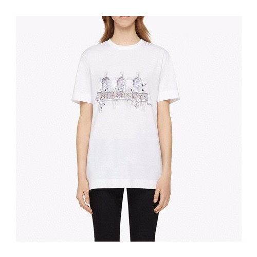 지방시 남/녀 크루넥 화이트 반팔티 - Unisex White Tshirts - giv0795x