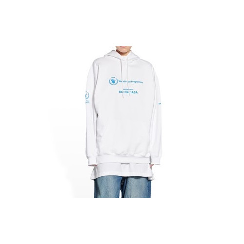 발렌시아가 남/여 캐쥬얼 화이트 후드티 - Unisex White Hoodie - bal01627x