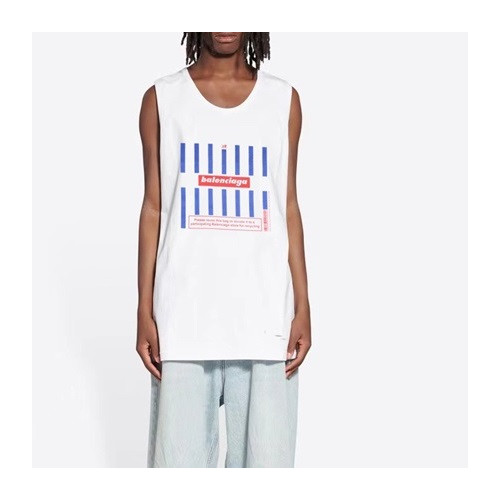 발렌시아가 남성 크루넥 화이트 나시 - Mens White Tshirts - bal01628x