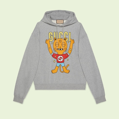 구찌 남/여 트렌디 그레이 후드티 - Unisex Gray Hoodie - guc05015x