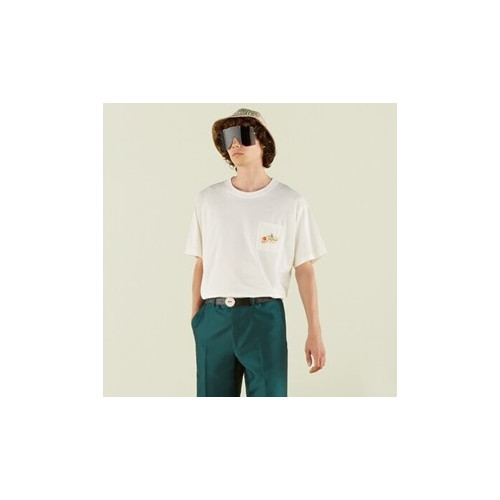 구찌 남/녀 화이트 크루넥 반팔티 - Unisex White Tshirts - guc05016x