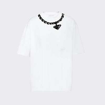 프라다 남성 크루넥 화이트 반팔티 - Mens White Tshirts - Pra02739x