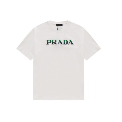 프라다 남성 크루넥 화이트 반팔티 - Mens White Tshirts - Pra02741x