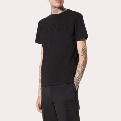 발렌티노 남성 블랙 크루넥 반팔티 - Mens Black Tshirts - 0274x