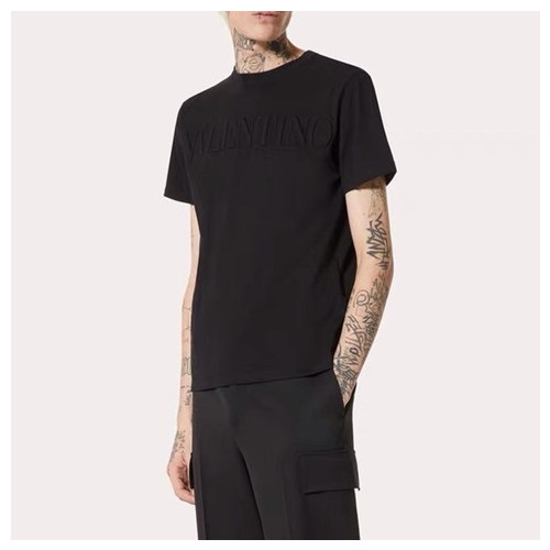 발렌티노 남성 블랙 크루넥 반팔티 - Mens Black Tshirts - 0274x