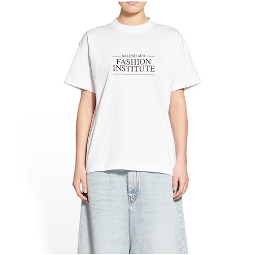 발렌시아가 남성 크루넥 화이트 반팔티 - Mens White Tshirts - bal01640x