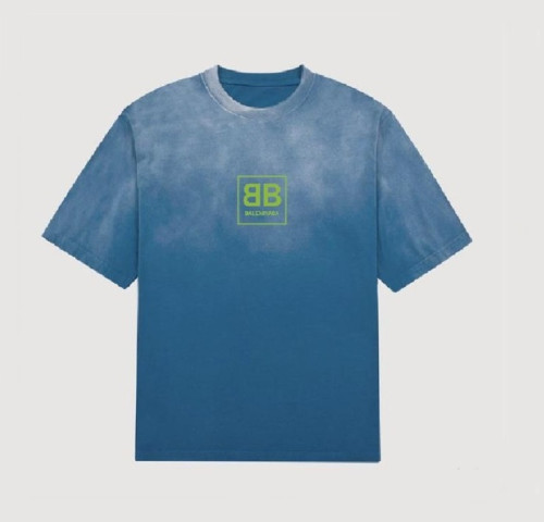 발렌시아가 남성 크루넥 블루 반팔티 - Mens Blue Tshirts - bal01644x