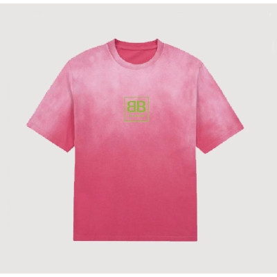 발렌시아가 남성 크루넥 핑크 반팔티 - Mens Pink Tshirts - bal01645x