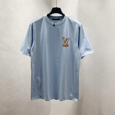 루이비통 남성 블루 크루넥 반팔티 - Mens Blue Tshirts - lou05191x