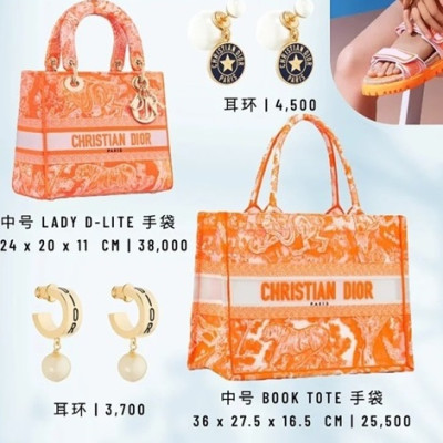 디올 남/녀 오렌지 북토트 - Unisex Orange Book Tote - dio02102x