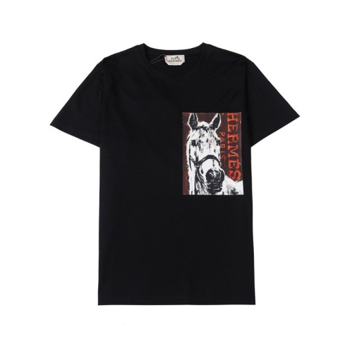 에르메스 남자 블랙 크루넥 반팔티 - Mens Black Tshirts - her0889x
