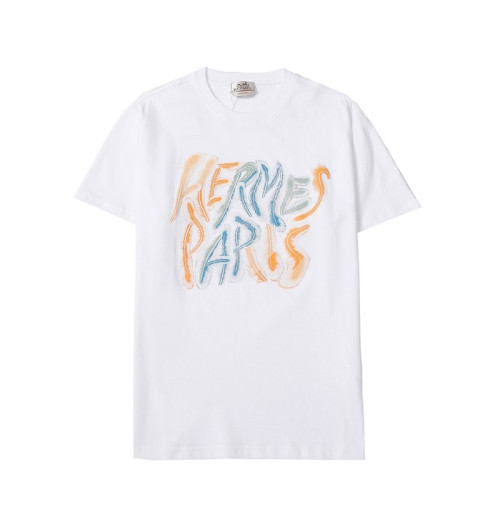 에르메스 남자 화이트 크루넥 반팔티 - Mens White Tshirts - her0891x