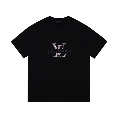 루이비통 남성 블랙 크루넥 반팔티 - Mens Black Tshirts - lou05202x