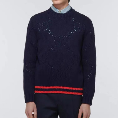 구찌 남성 네이비 크루넥 니트 - Mens Navy Knits - guc05147x