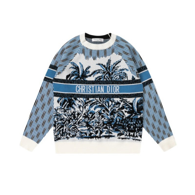 디올 남성 블루 크루넥 스웨터 - Mens Blue Sweaters - dio02134x