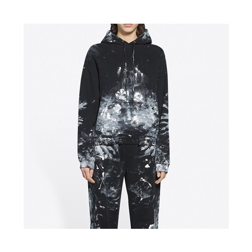 발렌시아가 남/여 캐쥬얼 블랙 후드티 - Unisex Black Hoodie - bal01678x