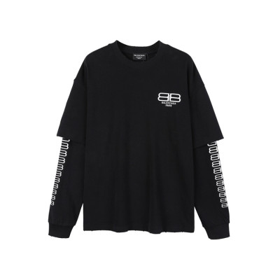 발렌시아가 남성 캐쥬얼 블랙 맨투맨 - Mens Black Tshirts - bal01688x