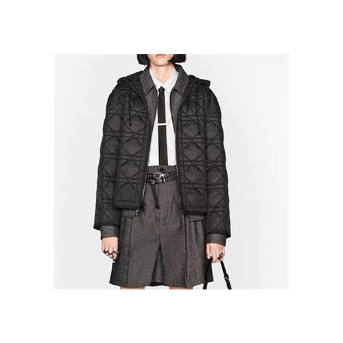 디올 여성 블랙 후드 자켓 - Womens Black Jackets - dio02139x