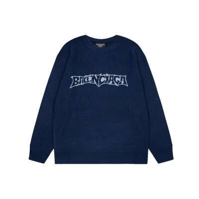 발렌시아가 남성 네이비 크루넥 니트 - Balenciaga Mens Navy Knits - bal01708x